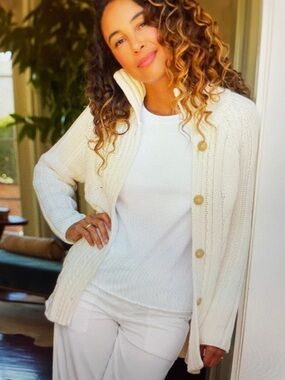 Frank and Eileen Cotswolds cable knit cardigan sz L